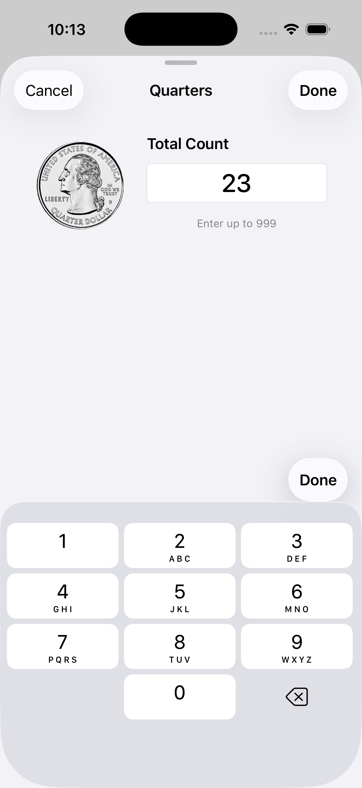 Visual Currency Calculator Counter Mode Fast Add feature for quickly counting multiple coins